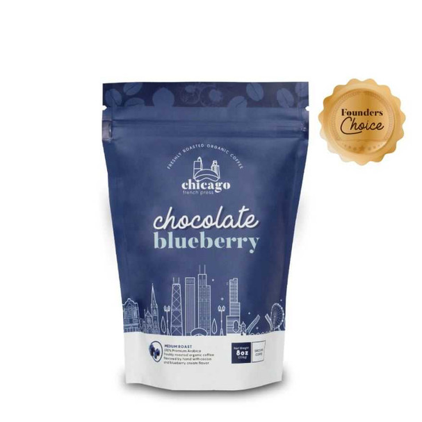 CHICAGO FRENCH PRESS: Chocolate Blueberry Coffee, 8 oz New
