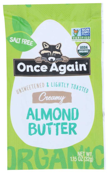 ONCE AGAIN: Almond Butter Squeeze Pack Light Toasted Organic, 1.15 oz New
