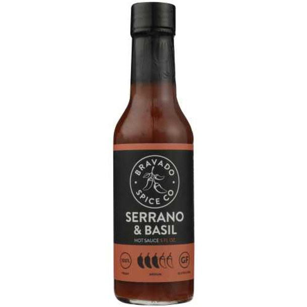 BRAVADO SPICE: Sauce Serrano & Basil Hot, 5 FO New