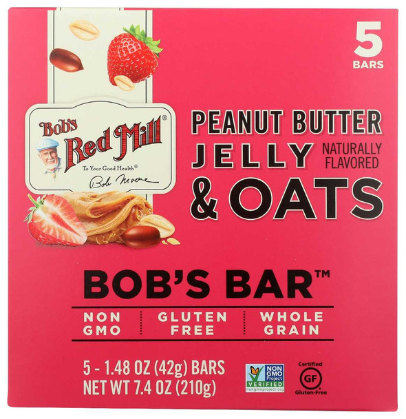 BOBS RED MILL: Bar Oat Pb Jelly 5Pk, 8.67 oz New