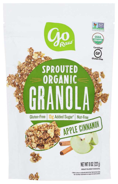 GO RAW: Sprouted Organic Granola Apple Cinnamon, 8 oz New