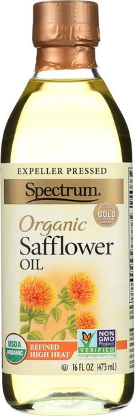 SPECTRUM NATURALS: Organic Safflower Oil High Heat, 16 oz New