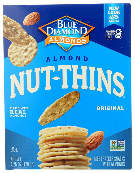 BLUE DIAMOND: Almond Nut-Thins Nut & Rice Cracker Snacks, 4.25 oz New