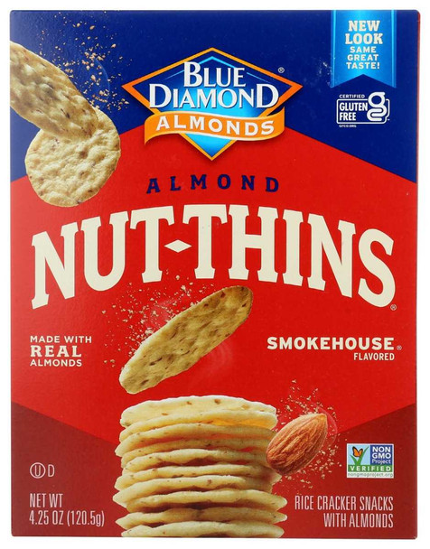 BLUE DIAMOND: Natural Almond Nut-Thins Cracker Snacks Smokehouse, 4.25 oz New
