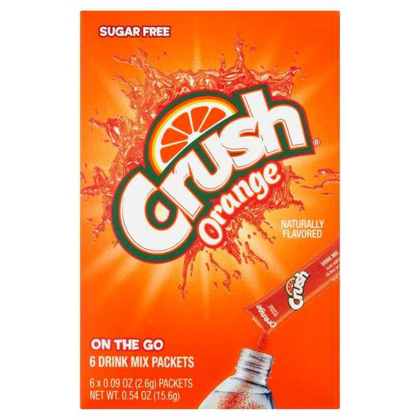 CRUSH: Orange Powder Drink Mix 6 Packets, 0.54 oz New