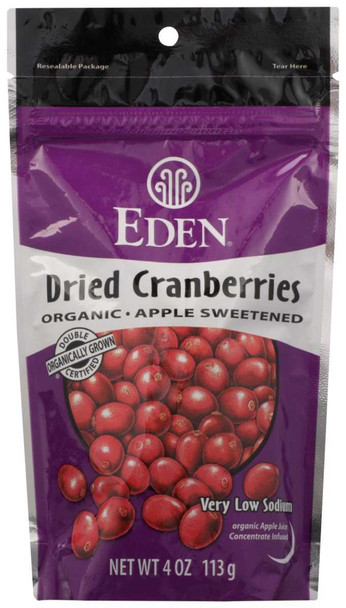 EDEN FOODS: Organic Dried Cranberries Apple Sweetened, 4 oz New