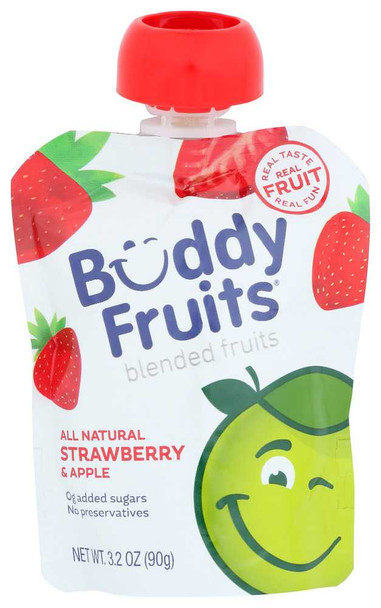 BUDDY FRUITS: Strawberry and Apple Blended Fruits, 3.2 oz New