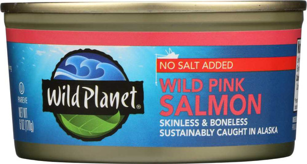 WILD PLANET: Alaska Pink Salmon No Salt, 6 oz New