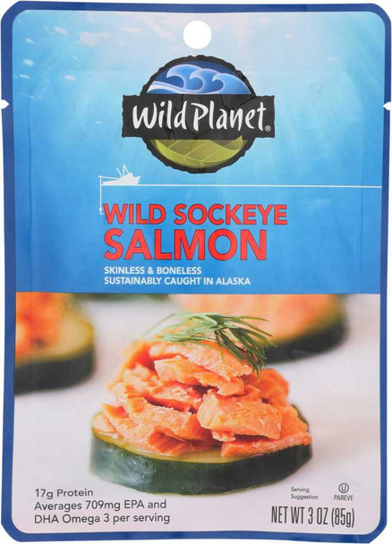 WILD PLANET: Wild Sockeye Salmon Single Serve Pouch, 3 oz New