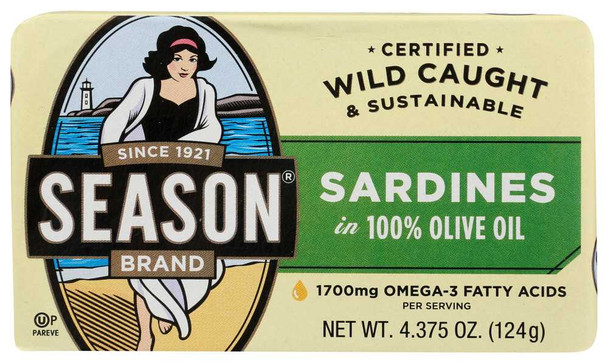 SEASON: Sardines in 100% Olive Oil, 4.375 oz New