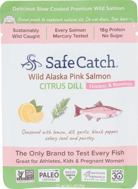 SAFECATCH: Wild Alaska Pink Salmon Citrus Dill, 2.6 oz New