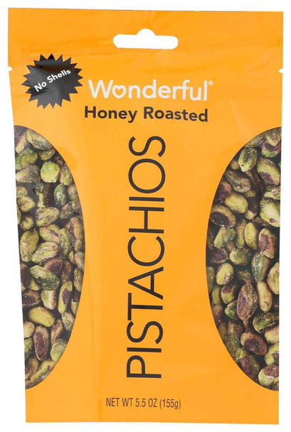 WONDERFUL PISTACHIOS: No Shells Honey Roasted Pistachios, 5.5 oz New
