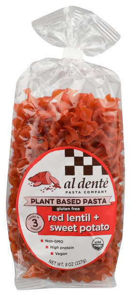 AL DENTE: Red Lentil Sweet Potato Plant Based Pasta, 8 oz New
