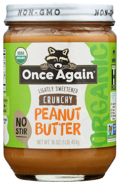 ONCE AGAIN: Organic American Classic Crunchy Peanut Butter, 16 Oz New