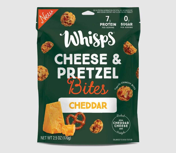 WHISPS: Cheddar Cheese Pretzel Bites, 2.5 oz New