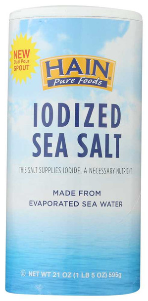 HAIN: Pure Foods Iodized Sea Salt, 21 oz New