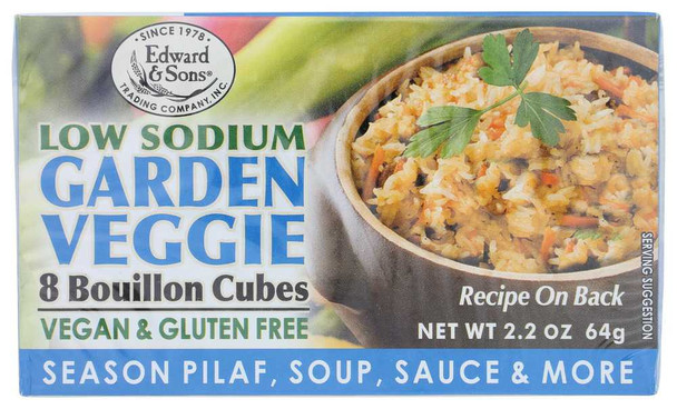 EDWARD & SONS: Bouillon Cube Gluten Free Low Sodium Veggie, 2.2 oz New