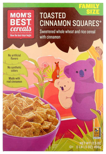 MOMS BEST: Toasted Cinnamon Squares Cereal, 17.5 oz New