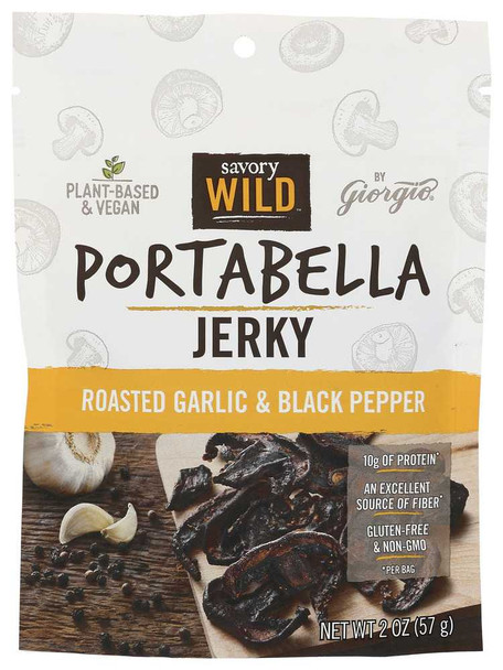 SAVORY WILD: Roasted Garlic & Black Pepper Portabella Jerky, 2 oz New