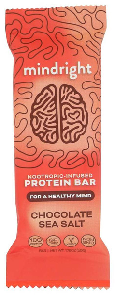 MINDRIGHT: Chocolate Sea Salt Protein Bar, 1.76 oz New