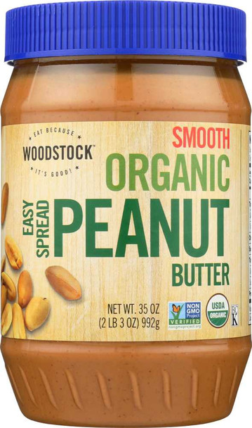 WOODSTOCK: Organic Smooth Easy Spread Peanut Butter, 35 oz New