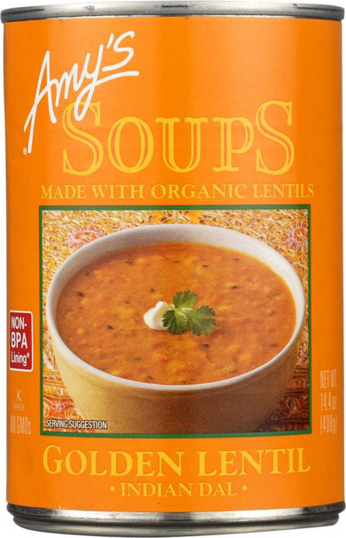 AMY'S: Golden Lentil Soup Indian Dal, 14.4 oz New