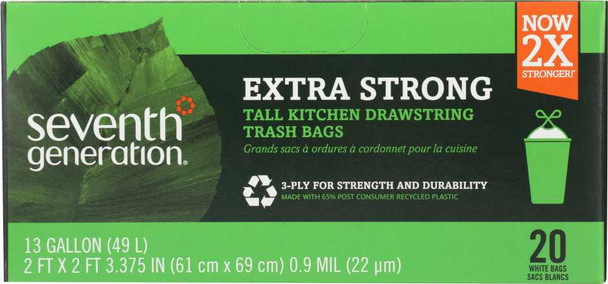 SEVENTH GENERATION: Tall Kitchen Bags 13 Gallon 2-Ply, 20 Bags New