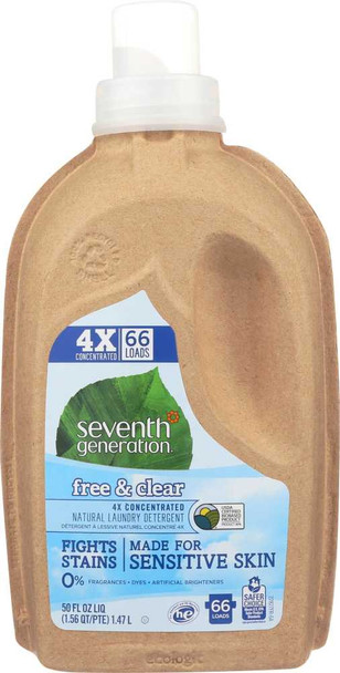 SEVENTH GENERATION: Natural Laundry Detergent 4X Free & Clear, 50 Oz New