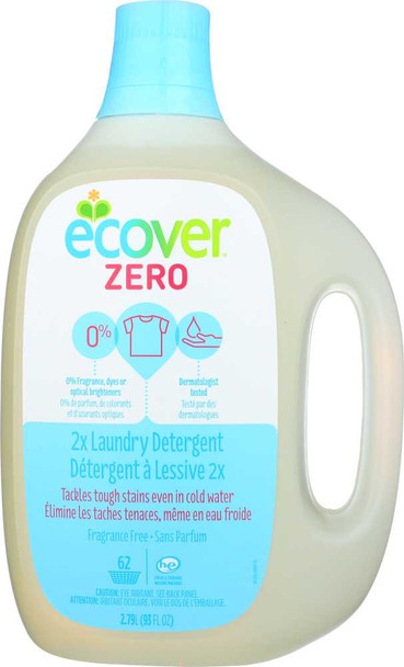 ECOVER: Zero Laundry Detergent 2X Concentrated 62 Loads Unscented, 93 oz New