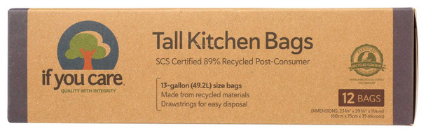 IF YOU CARE: 13 Gallon Recycled Trash Bags, 12 bg New