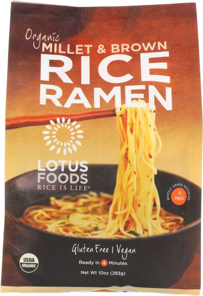 LOTUS FOODS: Organic Rice Ramen Noodles Millet & Brown, 10 oz New