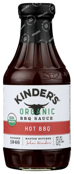 KINDERS: Organic Hot BBQ Sauce, 20.5 oz New