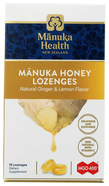 MANUKA HEALTH: Lozenge Honey Ginger & Lemon , 15 pc New