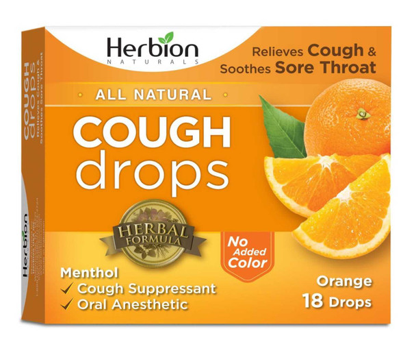 HERBION NATURALS: Cough Drops Orange, 18 pc New