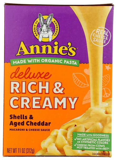 ANNIE'S HOMEGROWN: Creamy Deluxe Shells & Real Aged Cheddar Sauce, 11 Oz New