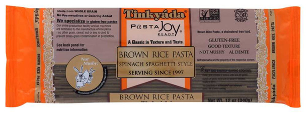 TINKYADA: Brown Rice Pasta Spinach Spaghetti, 12 oz New