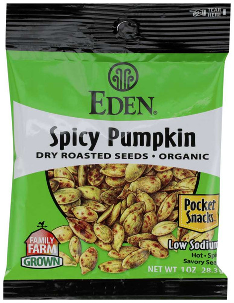 EDEN FOODS: Spicy Pumpkin Seeds Pocket Snacks, Organic, 1 OZ New