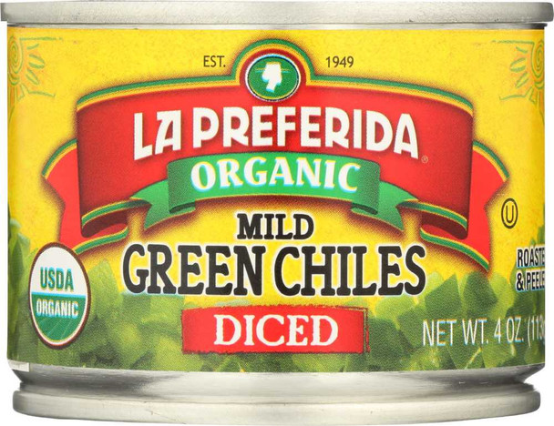 LA PREFERIDA: Organic Mild Diced Green Chiles, 4 oz New