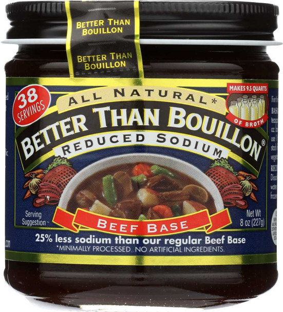 BETTER THAN BOUILLON: All Natural Reduce Sodium Beef Base, 8 Oz New