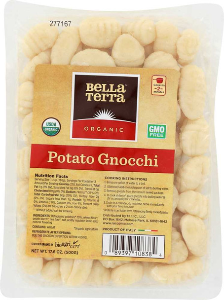 BELLA TERRA: Organic Pasta Potato Gnocchi, 17.6 oz New