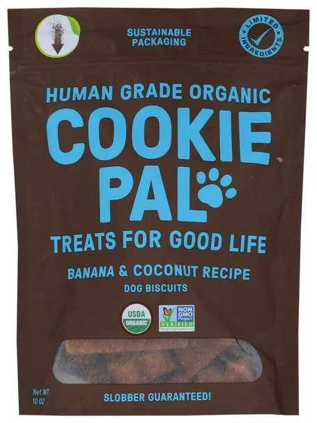 COOKIE PAL: Organic Banana & Coconut Recipe Dog Biscuits, 10 oz New
