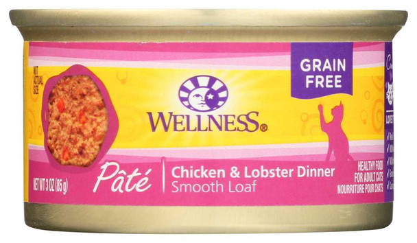 WELLNESS: Adult Chicken and Lobster Canned Cat Food, 3 oz New
