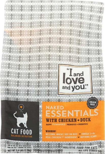 I&LOVE&YOU: Naked Essentials Kibble Chicken & Duck Cat Food, 3.4 lb New