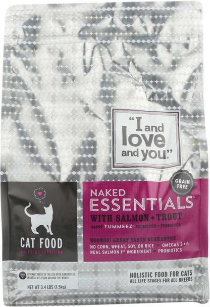 I&LOVE&YOU: Naked Essentials Kibble Salmon & Trout Cat Food, 3.4 lb New