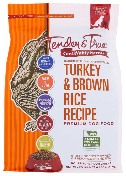 TENDER AND TRUE: DOG FOOD TURKY BROWN RICE (4.000 LB) New
