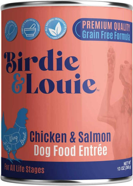 BIRDIE & LOUIE: Wet Dog Food Real Chicken and Salmon, 13 oz New