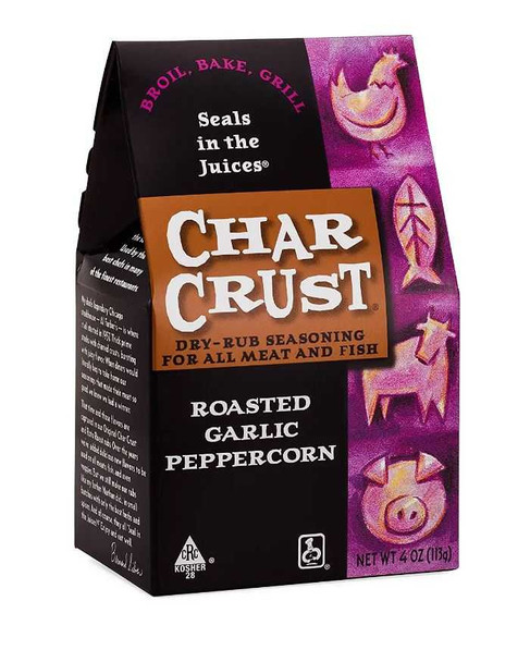 CHAR CRUST: Roasted Garlic Peppercorn Rub Seasoning, 4 oz New