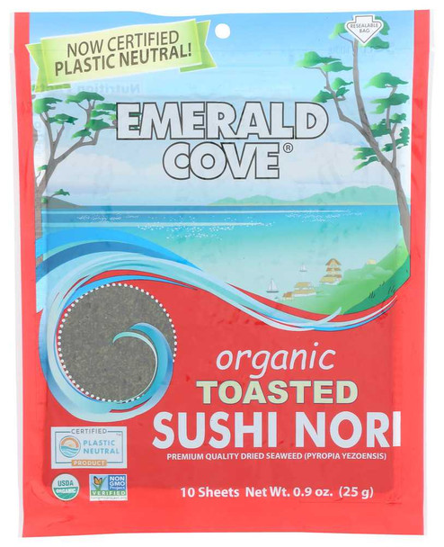 EMERALD COVE: Organic Pacific Sushi Nori 10 Sheets, 0.9 oz New