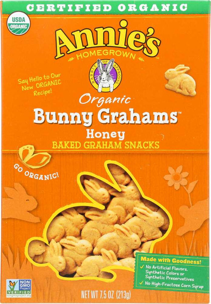 ANNIE'S HOMEGROWN: Bunny Grahams Honey Whole Grain Snacks, 7.5 oz New