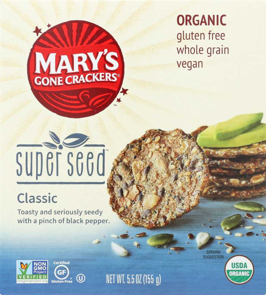 MARY'S GONE CRACKERS: Organic Gluten Free Super Seed Crackers, 5.5 oz New